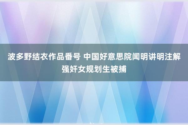 波多野结衣作品番号 中国好意思院闻明讲明注解强奸女规划生被捕