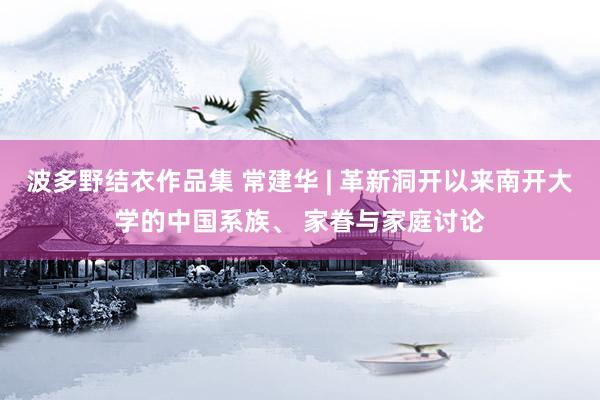 波多野结衣作品集 常建华 | 革新洞开以来南开大学的中国系族、 家眷与家庭讨论