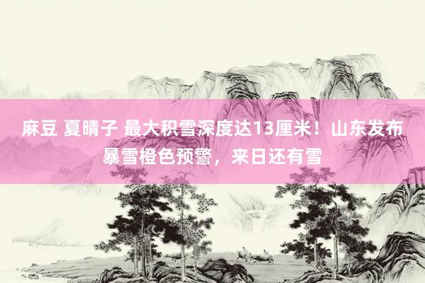 麻豆 夏晴子 最大积雪深度达13厘米！山东发布暴雪橙色预警，来日还有雪