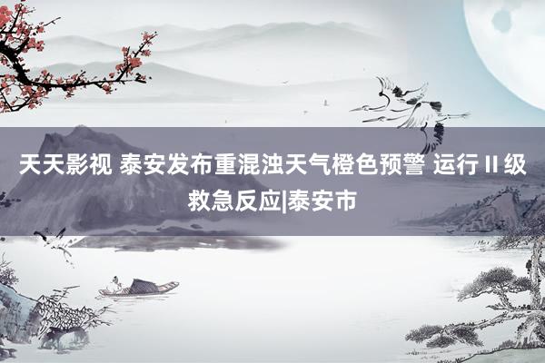 天天影视 泰安发布重混浊天气橙色预警 运行Ⅱ级救急反应|泰安市