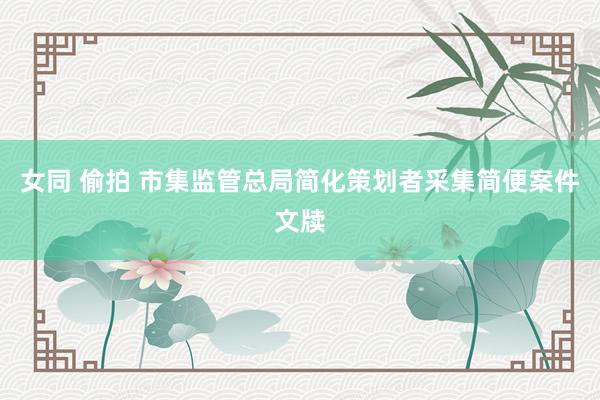 女同 偷拍 市集监管总局简化策划者采集简便案件文牍