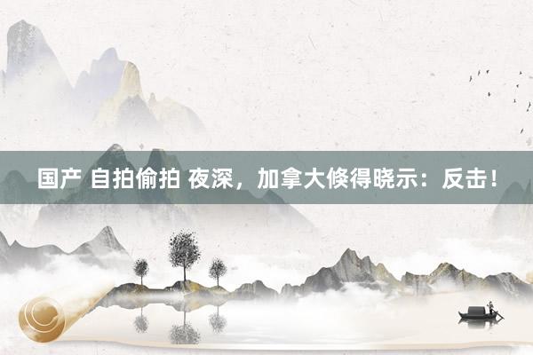 国产 自拍偷拍 夜深，加拿大倏得晓示：反击！