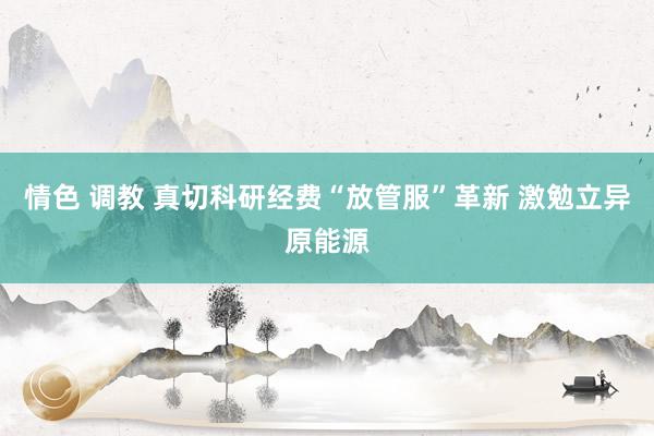 情色 调教 真切科研经费“放管服”革新 激勉立异原能源