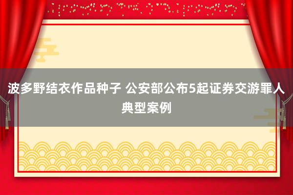 波多野结衣作品种子 公安部公布5起证券交游罪人典型案例